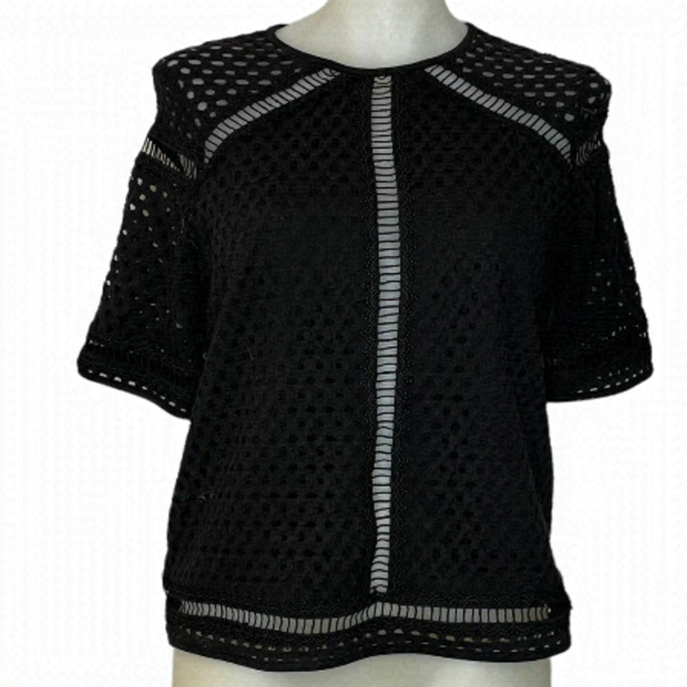 𝅺black Eyelet Lace Blouse 🌻